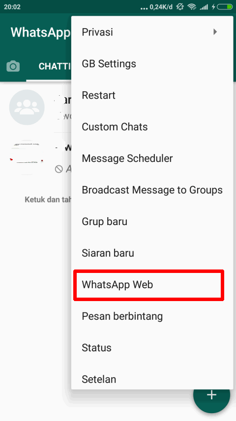 setting whatsapp web