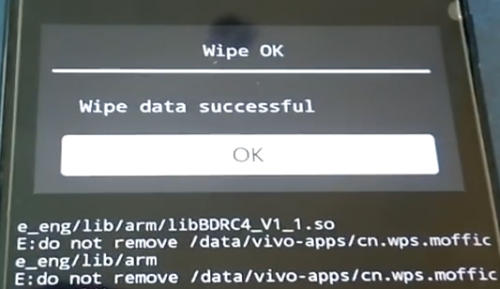 wipe data Vivo V11 sukses